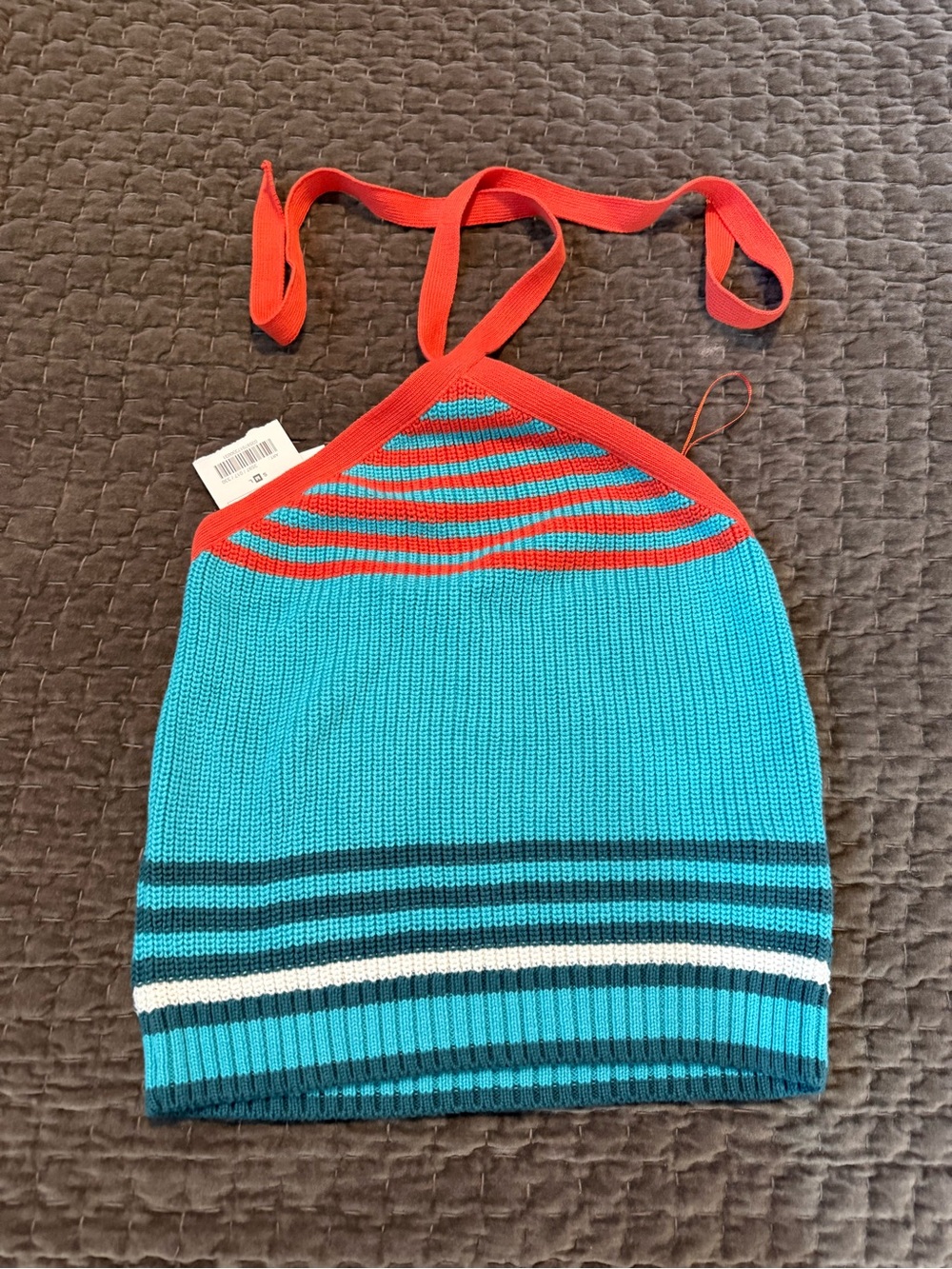 Blue & Red Knit Halter Top